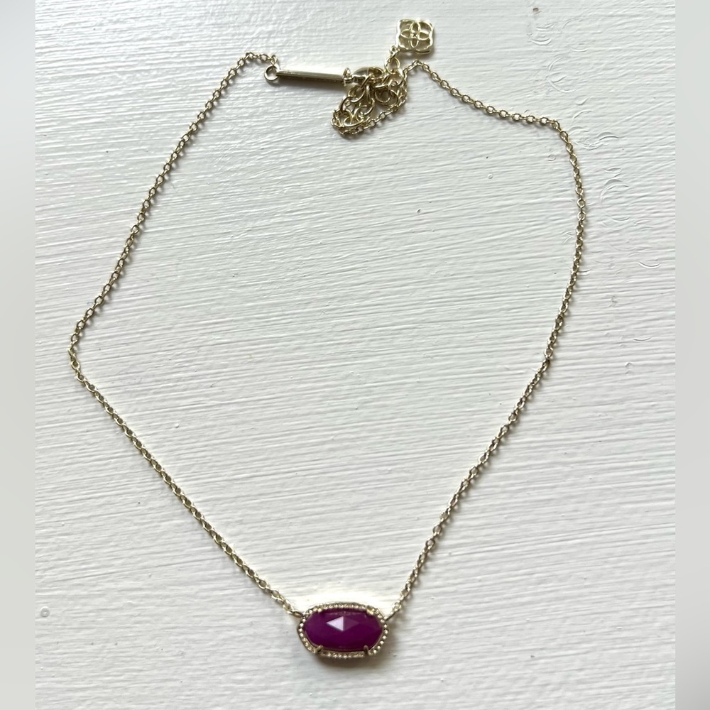 NEW Kendra Scott Elisa Gold Pendant Necklace In Purple Opaque